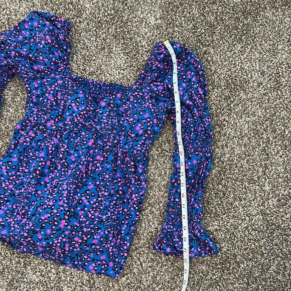 Lilly Pulitzer Preslee Blue Pink Dot Long Sleeve Top 4 - Picture 10 of 11